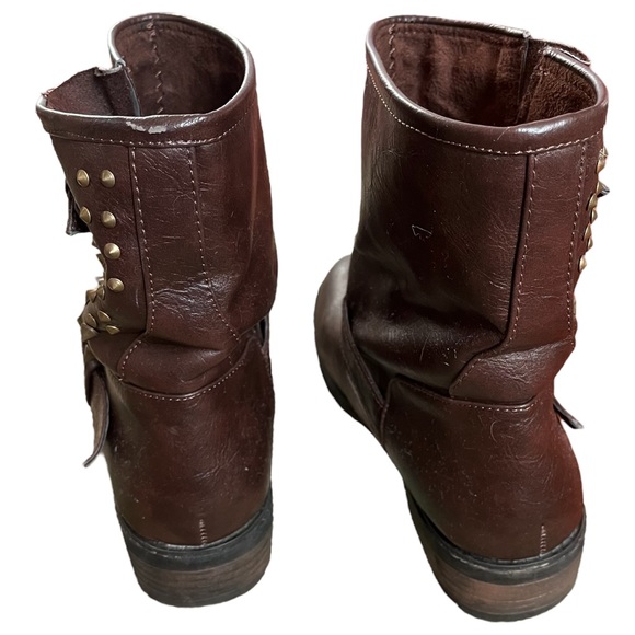 Brown Studded Ankle Biker Boots - Picture 6 of 6